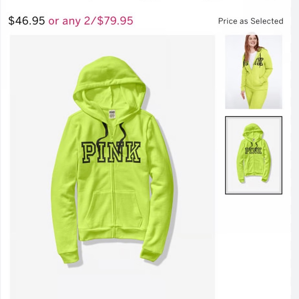 PINK Victoria's Secret Neon Green Kids Hoodie